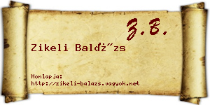 Zikeli Balázs névjegykártya